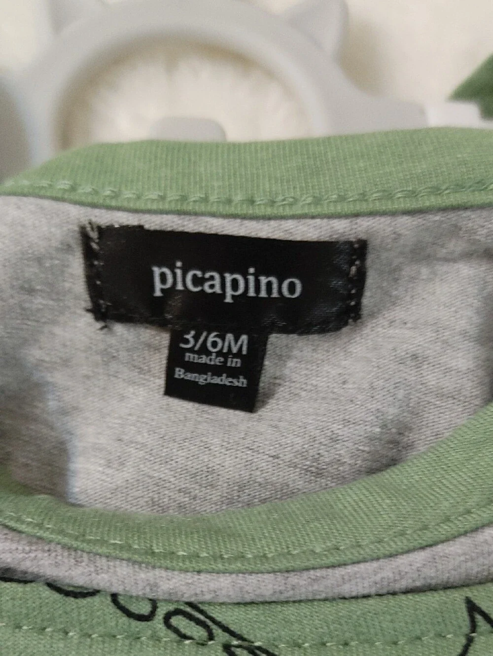2 PC Picapino Green Dino Short Overalls with Gray Tee